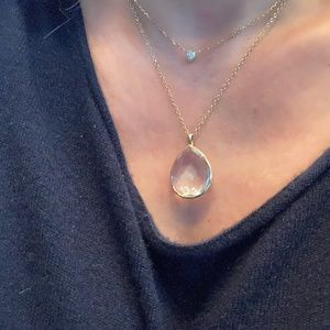 Ippolita Clear Quartz large teardrop pendant necklace 18"